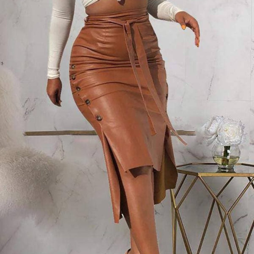 Faux Tan Tie Me Up Skirt!